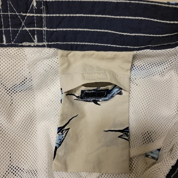 Tommy hilfiger men sharks fish print Blue Tan swim Trunk Swim shorts Size M - Picture 5 of 14